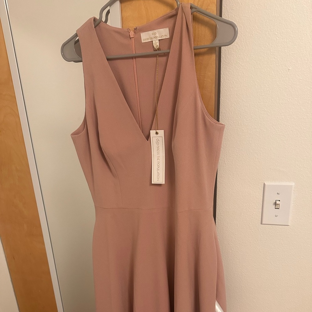 Dress the Population Catalina Fit Flare Dress with pockets - Blush